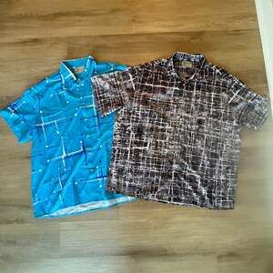 2 Men's Royaura Polo Hawaiian Shirts, Lightweight Vacation button ups, size 4XL